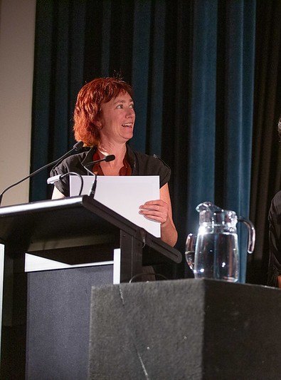 Liz Wallace receiving NZIA award