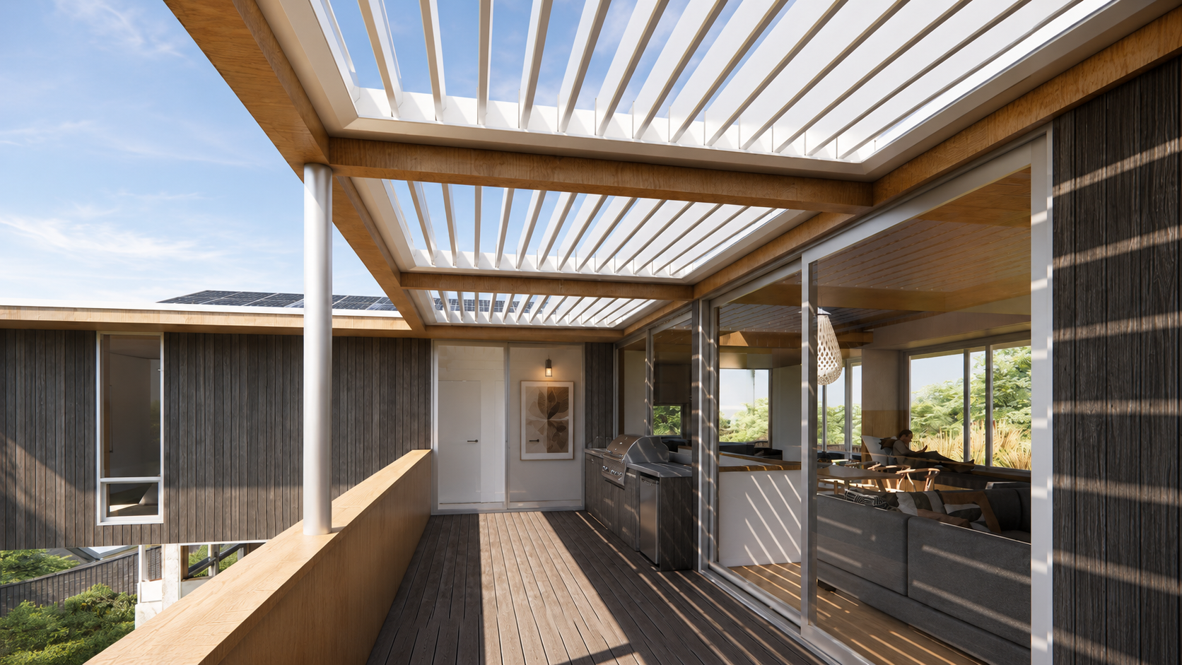 Waitarere Beach House deck view render